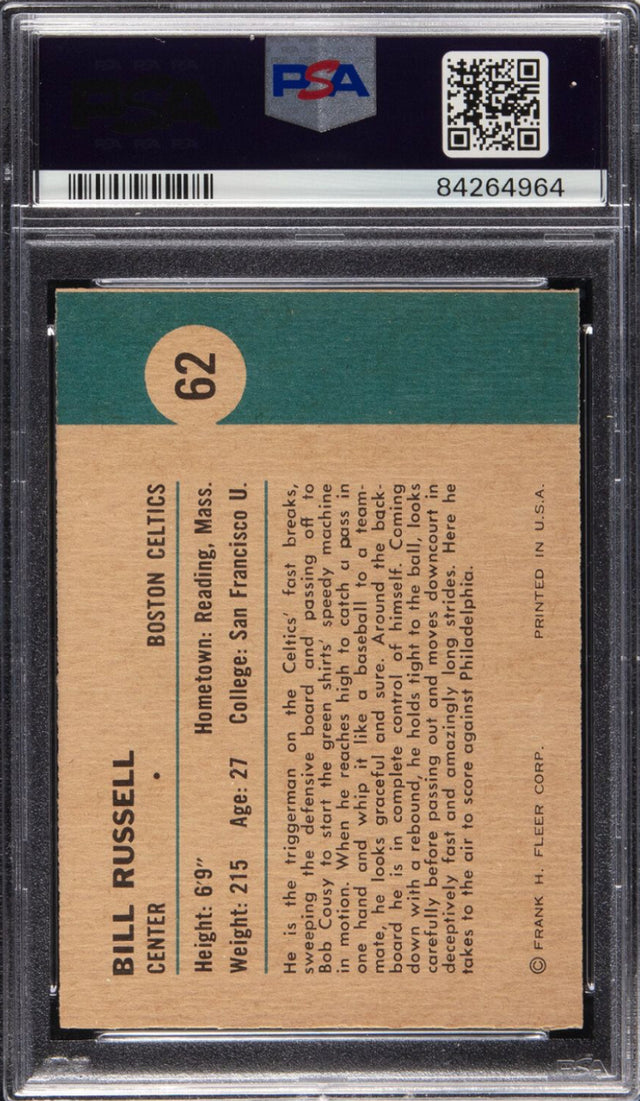 1961 Fleer #62 Bill Russell In Action PSA NM-MT 8