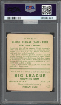 1933 Goudey #53 Babe Ruth PSA FR 1.5 (MBA Silver)