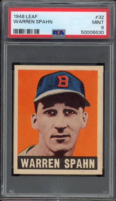 1948 Leaf #32 Warren Spahn ROOKIE PSA MINT 9