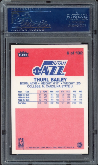 1986 Fleer #6 Thurl Bailey PSA 9