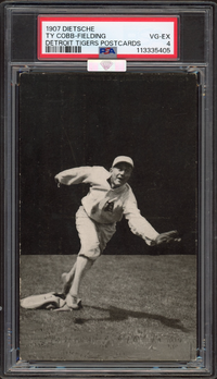 1907 Dietsche Detroit Tigers Postcards Ty Cobb ROOKIE Fielding PSA VG-EX 4 (MBA Silver)
